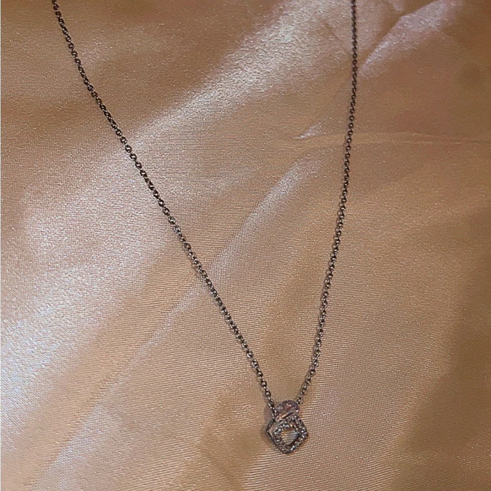 Square circle rhinestone necklace